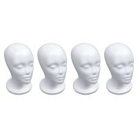 4X Female Foam Mannequin Head Model Hat Wig Display Stand Rack white