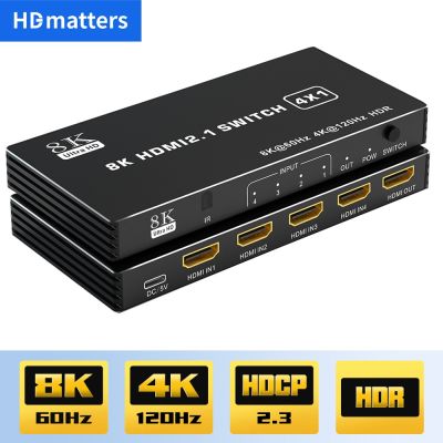 HDMI 2.1สวิทซ์แยก120Hz 5-พอร์ต HDMI 4K 120Hz สวิชท์สำหรับแยกสัญญาณ CEC 48Gbps 2.1 HDMI 8K กับรีโมท Dolby Vison