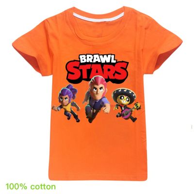 Brawl-Sta Rss เสื้อยืดลำลองสำหรับเด็กเสื้อยืดเด็กชายเด็กผ้าคอตตอนคอมบ์แขนครึ่ง0000การ์ตูน