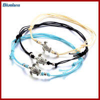 Bluelans®3Pcs โบฮีเมียเชือก Sea Turtle สร้อยข้อเท้าร้อยหินสร้อยข้อมือแหวนนิ้วเท้า