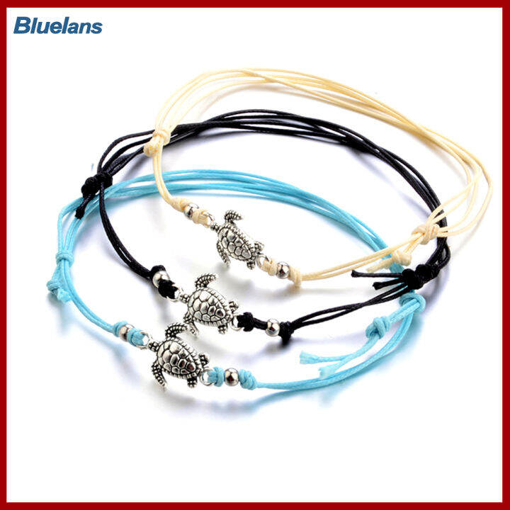 bluelans-3pcs-โบฮีเมียเชือก-sea-turtle-สร้อยข้อเท้าร้อยหินสร้อยข้อมือแหวนนิ้วเท้า