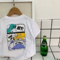 Dinosaur Pattern Childrens T-shirt Summer Korean Style Kids Boys Short Sleeve Tops Tees Kids Clothes Cotton Casual Loose Tshirt