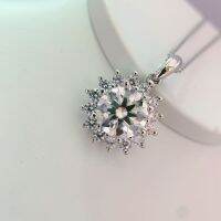 [COD]925 สร้อยคอดอกทานตะวันหิน Moissanite ขนาดเล็กหรูหราสีเงินแมทช์ง่ายเกล็ดหิมะโซ่กระดูกไหปลาร้าความรู้สึกของการออกแบบเครื่องประดับสำหรับผู้หญิง