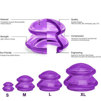 ‘；【-； 1/4Pcs Silicone Cupping Therapy Set Vacuum Suction Jar Body Massage Suction Cup Back Gua Sha Anti-Cellulite Skin Lift Masajeador
