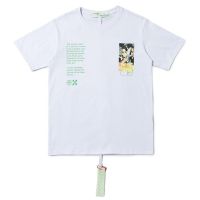 เสื้อยืดแขนสั้นผ้าฝ้ายพิมพ์ลาย Offwhite แฟชั่น Unisex