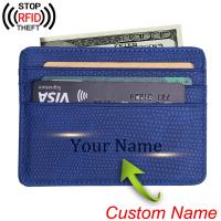 hot！【DT】❁  Id Card Holder Small Men Business Credit Pattern Engraved Wallet Coin Purse