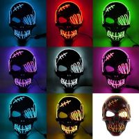 Hot Sales Horror Halloween LED Skull Mask Glowing Party Mask Luminous Neon Led Light Masque Masquerade Cosplay Party Masks