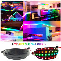 DC5V12V LED Light Strip Black Silicone RGB IC Neon Full Color Decorative Atmosphere Light Room Decoration Dream Magic Light