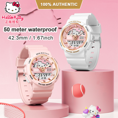 ของแท้ 100% นาฬิกา Hello Kitty นาฬิกาอิเล็กทรอนิกส์ นาฬิกากันน้ำของเด็กผู้หญิง นาฬิกาแบรนด์แท้ป้องกันรอยขีดข่วน นาฬิกาผู้หญิง Kids Watch นาฬิก863