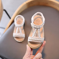 ULKNN new girl Beading sandals baby open-toed princess shoes childrens non-slip Kids Silver wholesale  summer size 21-30