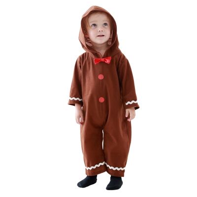 [Cos imitation] เด็กคริสต์มาส Gingerbread Man เครื่องแต่งกายเด็ก39; S Performance Dance เครื่องแต่งกาย Santa Jumpsuit น่ารัก Gingerbread Man เสื้อผ้า
