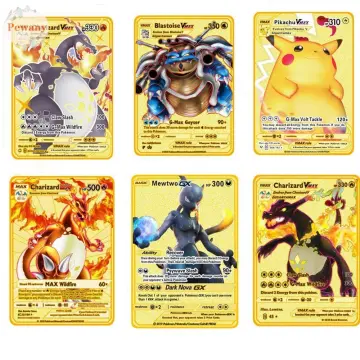 Anime Gengar Metal Rainbow Card Toys Ex Vmax Gold Metal Cards