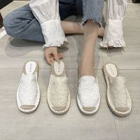 The fairy cooling slippers female lazy fisherman outside in the summer of 2023 shoes one and a half and baotou slipper straw slippers