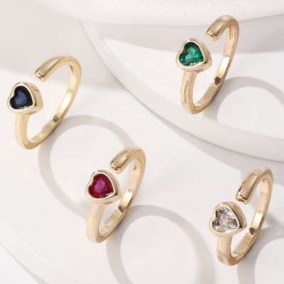 [COD] 2022 new European and fashion heart-shaped open ring copper micro-inlaid zircon personalized temperament wholesale