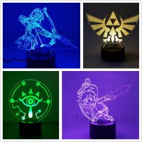 Zelda โมเดลฟิกเกอร์หลอดไฟ LED 3มิติ,ตุ๊กตาอะนิเมะตุ๊กตาขยับแขนขาได้ลายลมหายใจแห่งธรรมชาติโมเดลฟิกเกอร์สะสมรูปปั้น