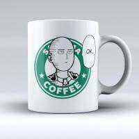 Saitama แก้วกาแฟ Onepunch แก้วกาแฟขาวลายตลกขนาด11ออนซ์15ออนซ์สำหรับเป็นของขวัญสำหรับครอบครัว