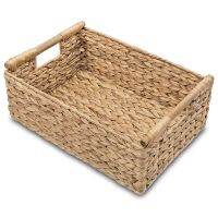 6X Small Wicker Baskets for Organizing Bathroom, Hyacinth Baskets for Storage, Wicker Storage Basket with Wooden Handle