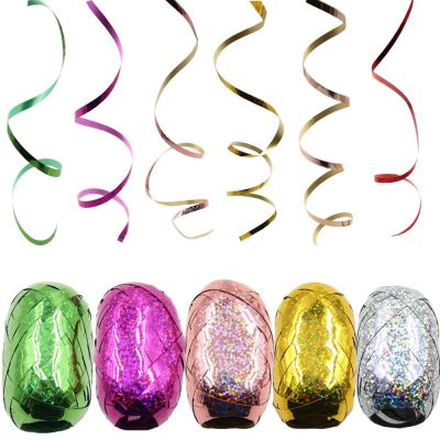 6PCS/Pack 5mm*10m Balloon Rope Foil Balloon Laser Curling Ribbon for Air Balloon Wedding Birthday Party DIY Wrapping Supplies Balloons