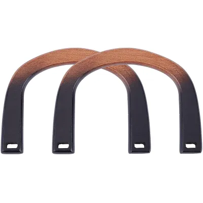 2Pcs Wooden Purse Handles U-Shaped Wooden Handles for Handbag DIY Handmade Macrame Bag Handle Replacement for Beach Bag