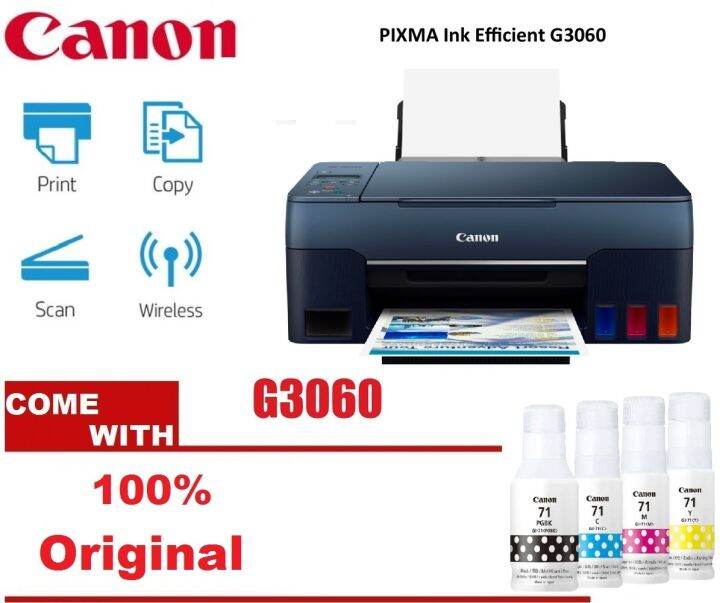 Canon Pixma G3060 Wireless G Series All In One Printer Scanprintcopy Wifi Lazada