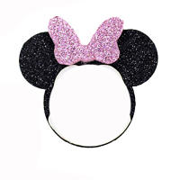 30pcs Cartoon Glitter Mouse With Bow Applique Baby Girl Kawaii Accessories For Hair Clip Headband