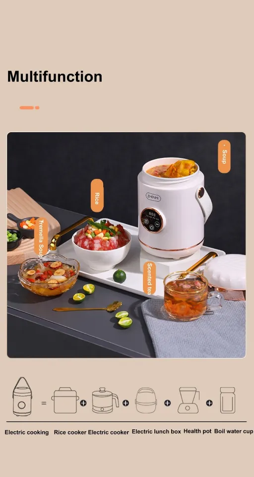 500W Electric Stew Pot Portable Slow Cooker Cooking Pot Multicooker Stewing  Porridge Soup with Appointment Heating Cup 600ml