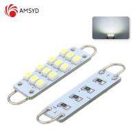 10ชิ้น44มม. 3030-12SMD รถโค้งคู่คู่ป้ายทะเบียนรถแหลมคู่ไฟหลังคาไฟ LED ไฟเก๋ง12V