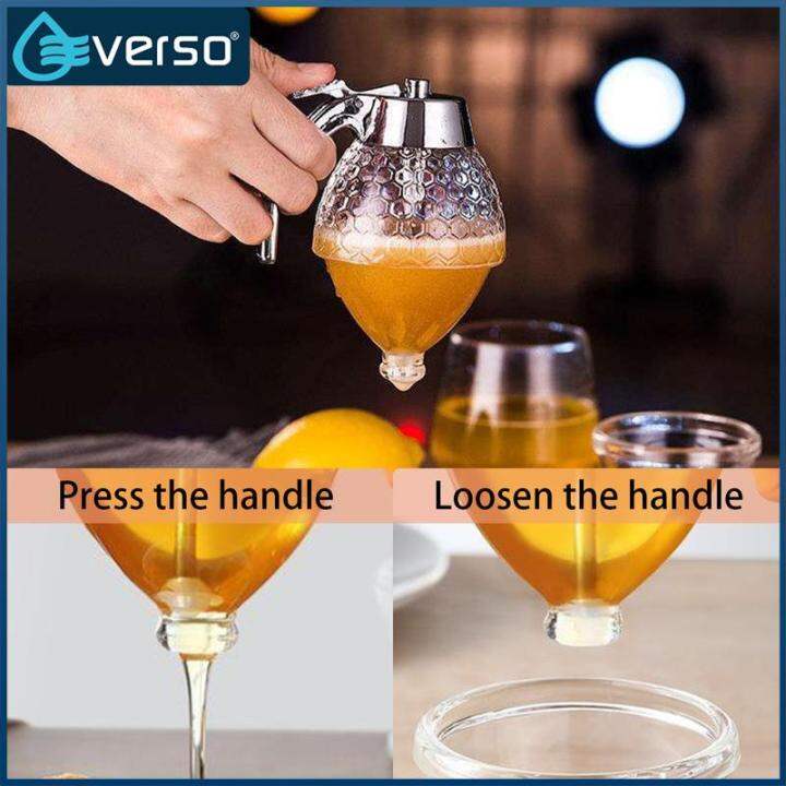 Everso Honey Dispenser with Base No Drip Syrup Dispenser Reusable