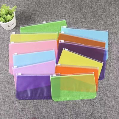 6PCS A6 Binder Pockets Binder Zipper Folders for 6-Ring Notebook Binder Waterproof PVC Leaf Pouch Document Filing Bags