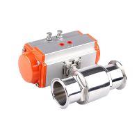 102mm 304 Stainless Steel Sanitary Ball Valve Clamp Ferrule Type Quick Install Ball Valves With Double Acting Cylinder