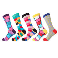 LETSBUY mens funny colorful gift socks combed cotton classic stripes dress wedding socks calcetines de hombre