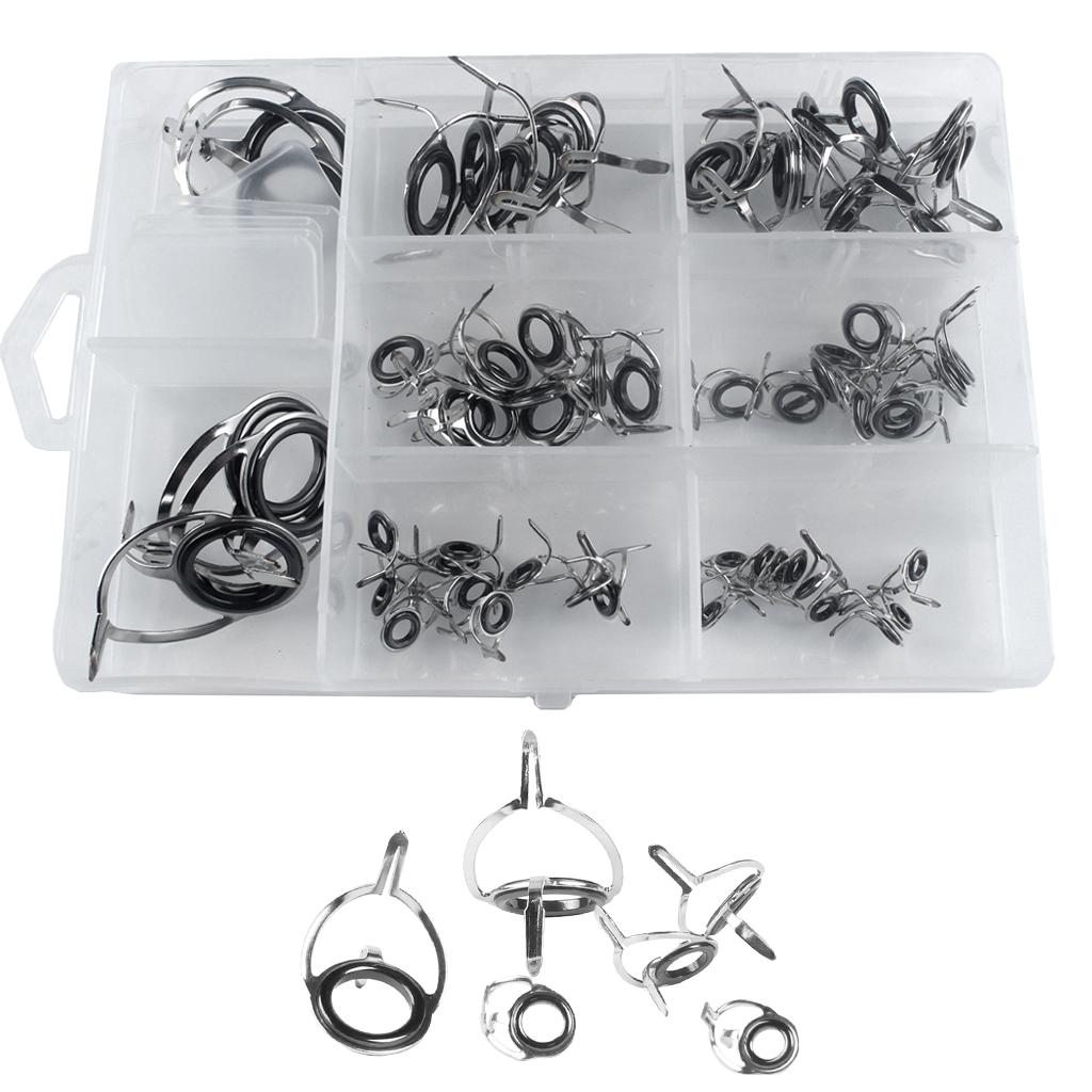 Details about   60pcs Fishing Rod Guides Ring Double Foot Stainless Steel Frame Ceramic Ring 