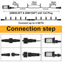 ไฟ LED สายไฟสีดำกลางแจ้ง Festoon Fairy Lights Timer Memory Function ไฟวันหยุดงานแต่งงานตกแต่งคริสต์มาส