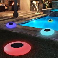 BORUiT Solar Pool Lights 7 Colors RGB Changing Waterproof Outdoor LED Solar Garden Lights