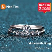 NeeTim 3มม. เพชรโมอิสชุดห่วงเงิน925ตัด0.1กะรัตทดสอบ Moissanites สี D ผ่านมา