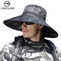 CAMOLAND Camouflage Bucket Hats For Mens UPF 50+ Summer Sun Hat Casual Male Outdoor Fishing Hat Long Wide Brim Boonie Cap