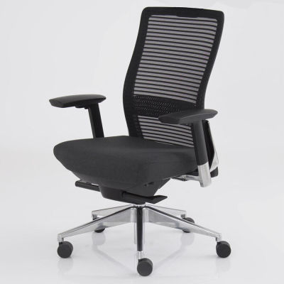 Modernform เก้าอี้สำนักงาน รุ่น Series15s เก้าอี้พนักกลาง แขนปรับได้ ขาALU เบาะผ้าดำพนัก/ตาข่ายดำ