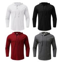 Hooded Shirts for Men Long Sleeve Lightweight Sports Hooded Shirt Lightweight Mens Athletic Hooded Shirt with Button Neck and Front Placket for Sports Fitness Hiking and Running beautiful