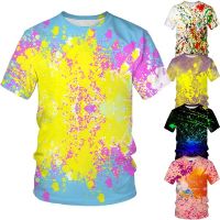 Mens 3D printed casual short sleeved T-shirt