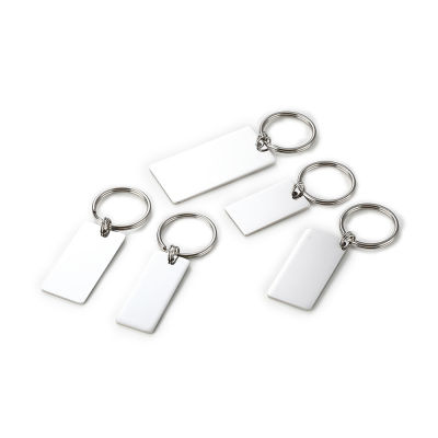 100 Stainless Steel Rectangle Charm Key Chain Blank For Engrave Metal Rectangle Tag Keychain Mirror Polished Wholesale 10pcs