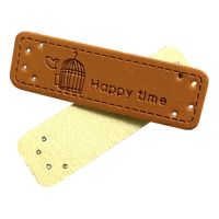 Free Style Bird Hand Made Leather Labels Happy Time For Family Handmade Leather Tags For Love Needlework Accessories Gift Tag Stickers Labels