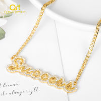 Personalized Custom Name Bling Iced Out Necklaces Nameplate Gold Stainless Steel Chain Two Color Crystal Name Jewelry For Women