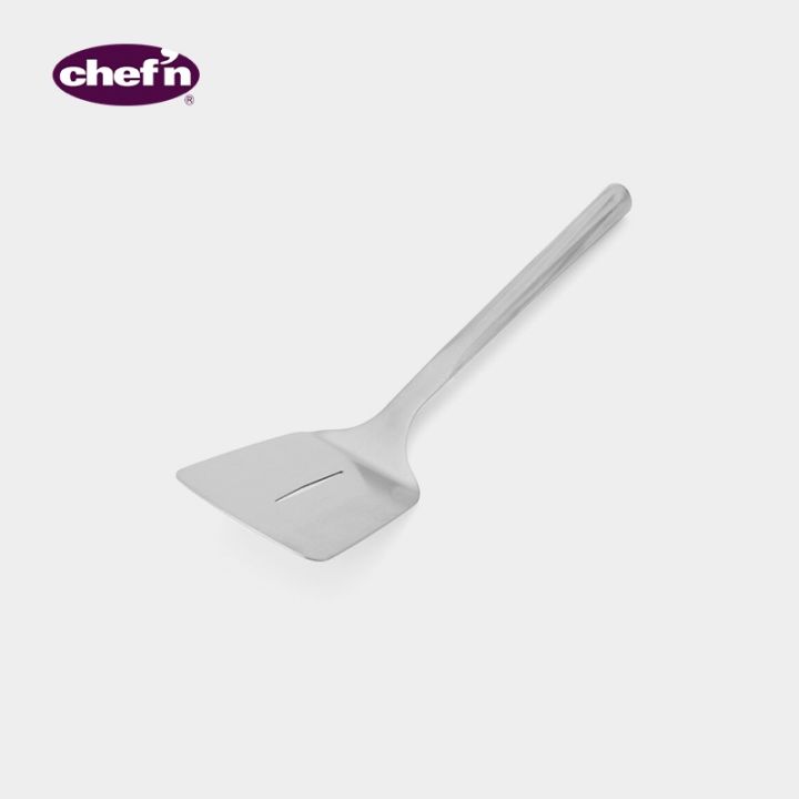 chefn-kitchen-brushed-stainless-steel-solid-turner-slotted-turner-cooking-utensils-ตะหลิวสแตนเลส