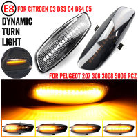 2PCS LED รถแบบไดนามิกไฟเลี้ยวด้านข้าง Marker โคมไฟ Blinker สำหรับ Citroen C4 Picasso C3 C5 DS4 Peugeot 308 207 3008 5008