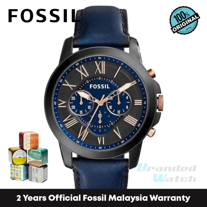 Official Warranty] Fossil FS5061IE Men's Grant Chronograph Navy Leather  Watch (watch for men / jam tangan lelaki / fossil watch for men / fossil  watch / men watch) | Lazada