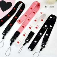 Wrist Chain Neck Charm Mobile Phone Straps Colorful Heart Love Beading Pendant Keychain Hang Rope Lariat Lanyard Badge Holder