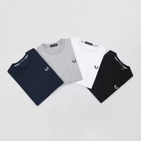 Fred Perry 2022เสื้อยืดผ้าฝ้ายของผู้ชาย,เฟรดเพอร์รี่เทรนด์ใหม่ฤดูใบไม้ผลิและฤดูร้อนหูข้าวสาลีแขนแขนสั้นคอกลมแฟชั่นลำลอง