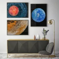 Modern Abstract Planet Universe Artwork,โปสเตอร์ภาพวาดผ้าใบ,Wall Art Nordic พิมพ์,เหมาะสำหรับห้องนั่งเล่น,ห้องนอน,ตกแต่งบ้าน,ร่วมสมัยและเก๋