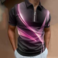 Mens Polo Shir Golf Shirt Streamer Turndown 3d Print Street Daily Short Sleeve Zipper Man Fashion Casual Breathable Comfortable