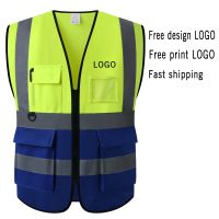 Reflective Safety Vest for Women Men High Visibility Security with Pockets Zipper Front Security Traffic Control Survey Paving